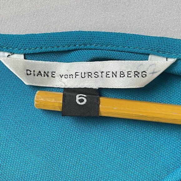 Diane Von Furstenberg Spaghetti Strap Slip Dress Women's 6 Teal Stretch Vintage - Picture 7 of 16